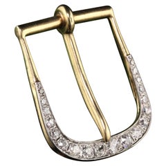 Antique Victorian Platinum and 14 Karat Yellow Gold Diamond Buckle