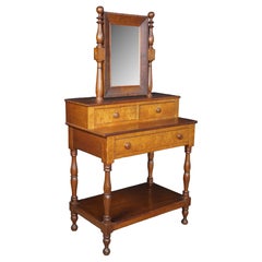 Antique Victorian Plum Pudding Mahogany Washstand Vanity w Mirror 62"