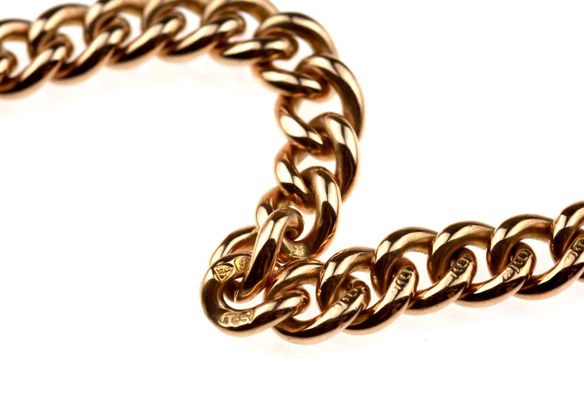 Antique Victorian Pocket Watch Chain with British Hallmarked 18 Karat Gold, 1915 2
