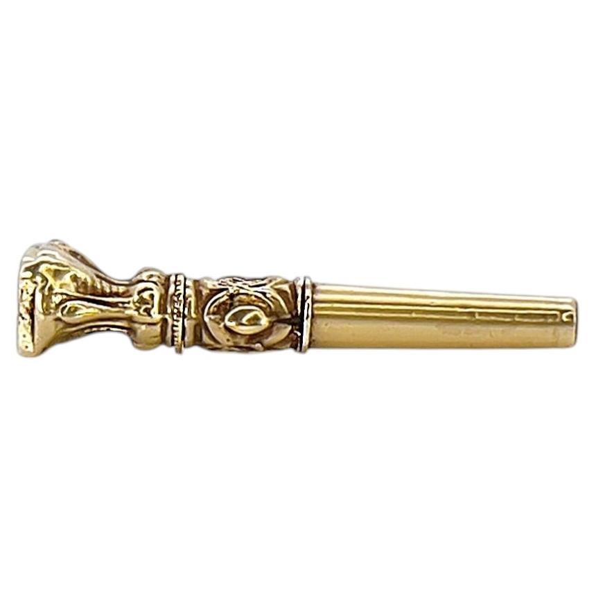 Antique Victorian Pocket Watch Ratchet Key Winder, 18K Gold For Sale