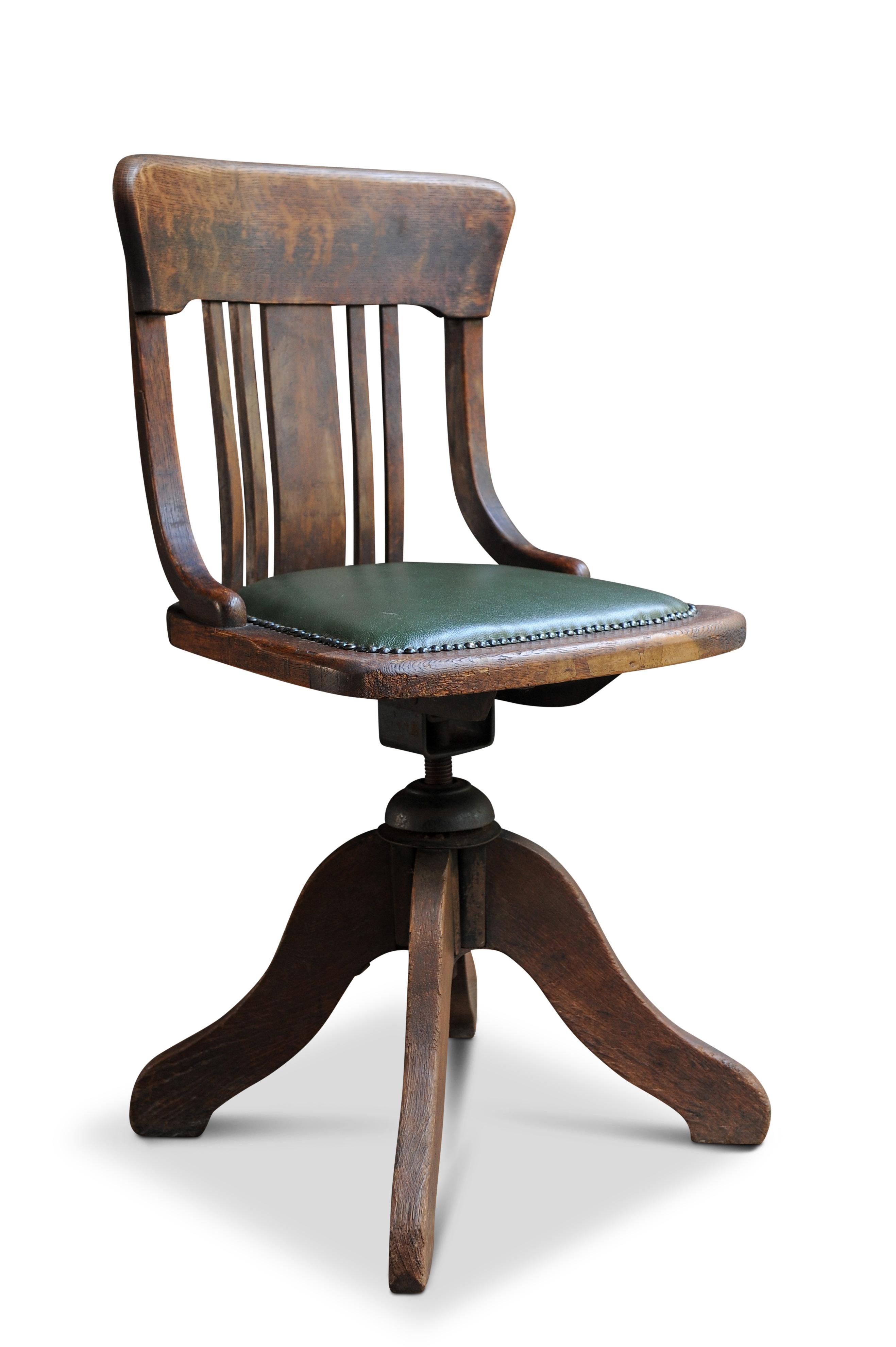 Antiker viktorianischer Bugholz-Drehstuhl aus poliertem Leder im Angebot 2