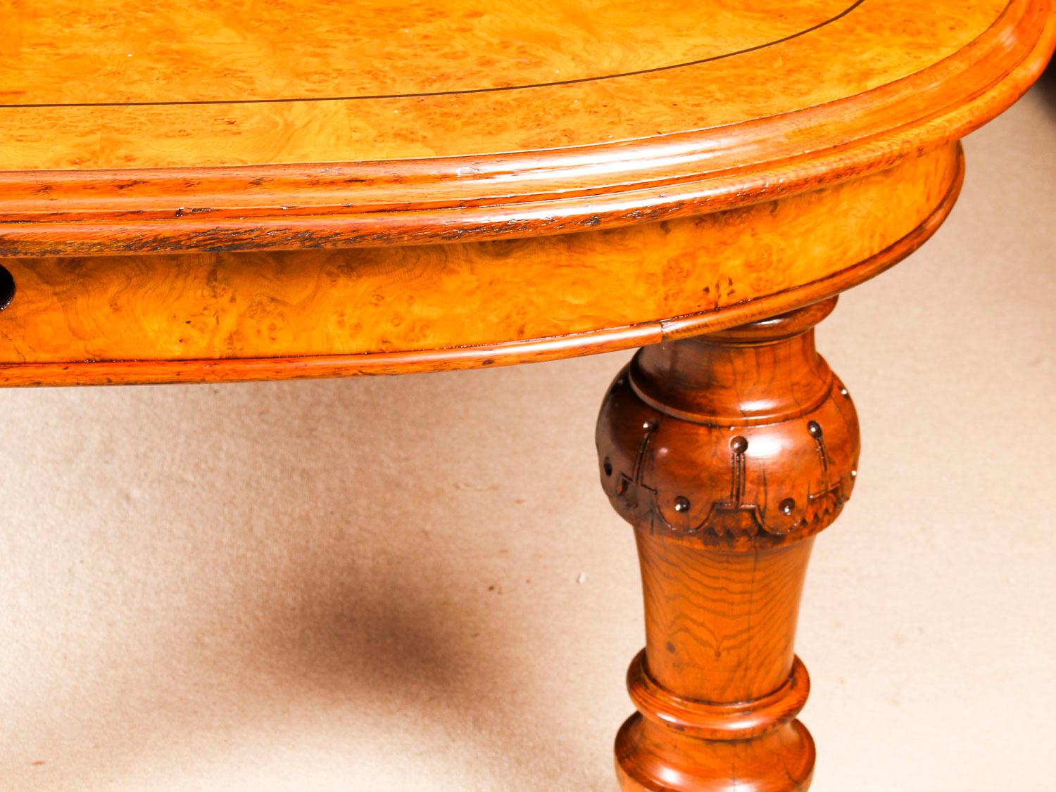 Antique Victorian Pollard Oak Extending Dining Table, Mid-19th Century 7