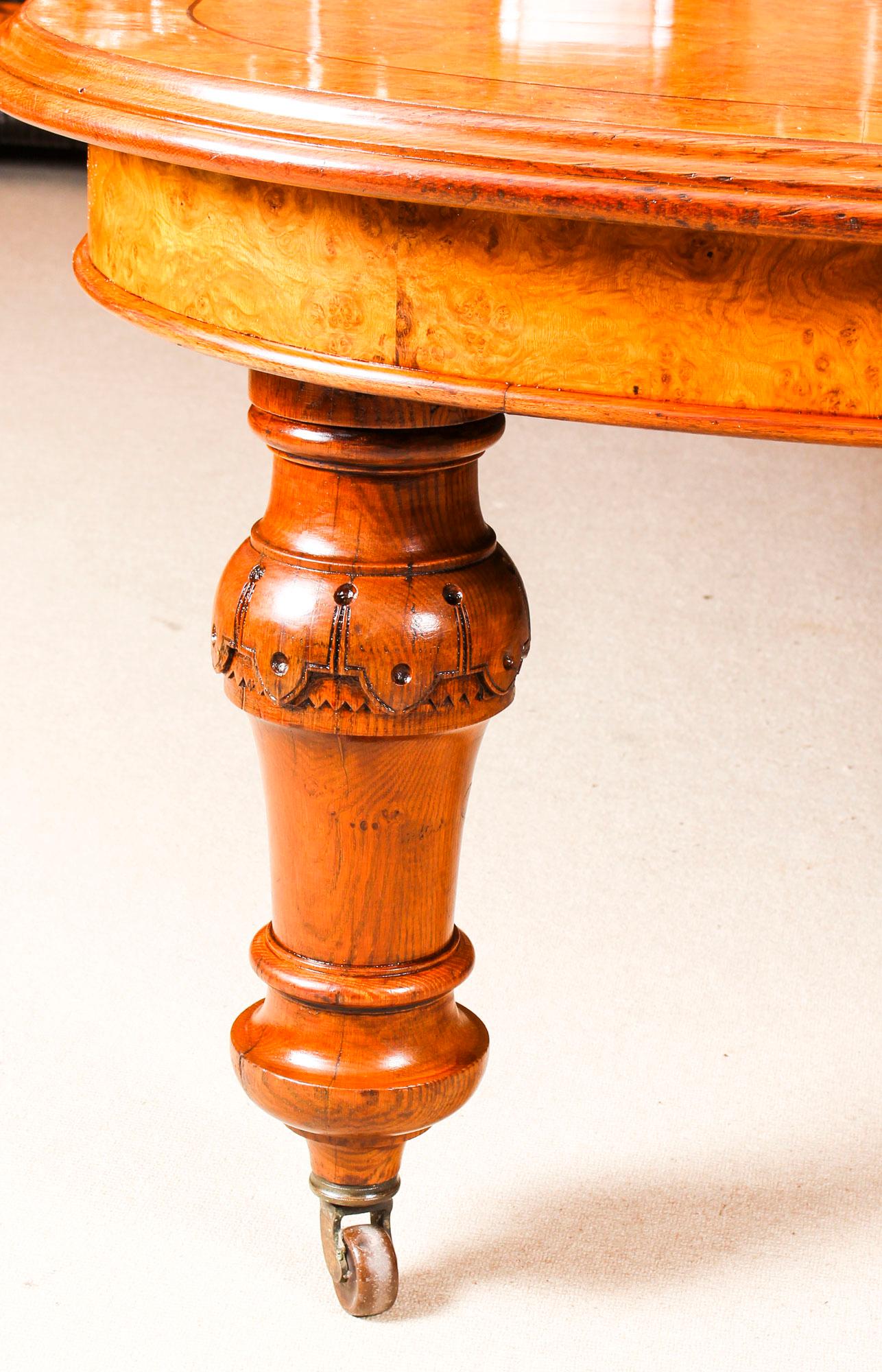 Antique Victorian Pollard Oak Extending Dining Table, Mid-19th Century 10