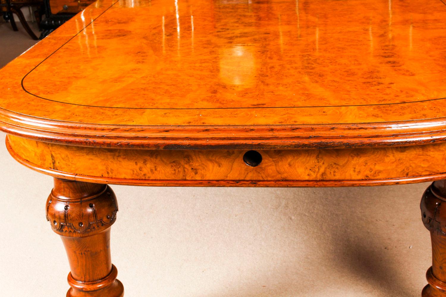 Antique Victorian Pollard Oak Extending Dining Table, Mid-19th Century 12