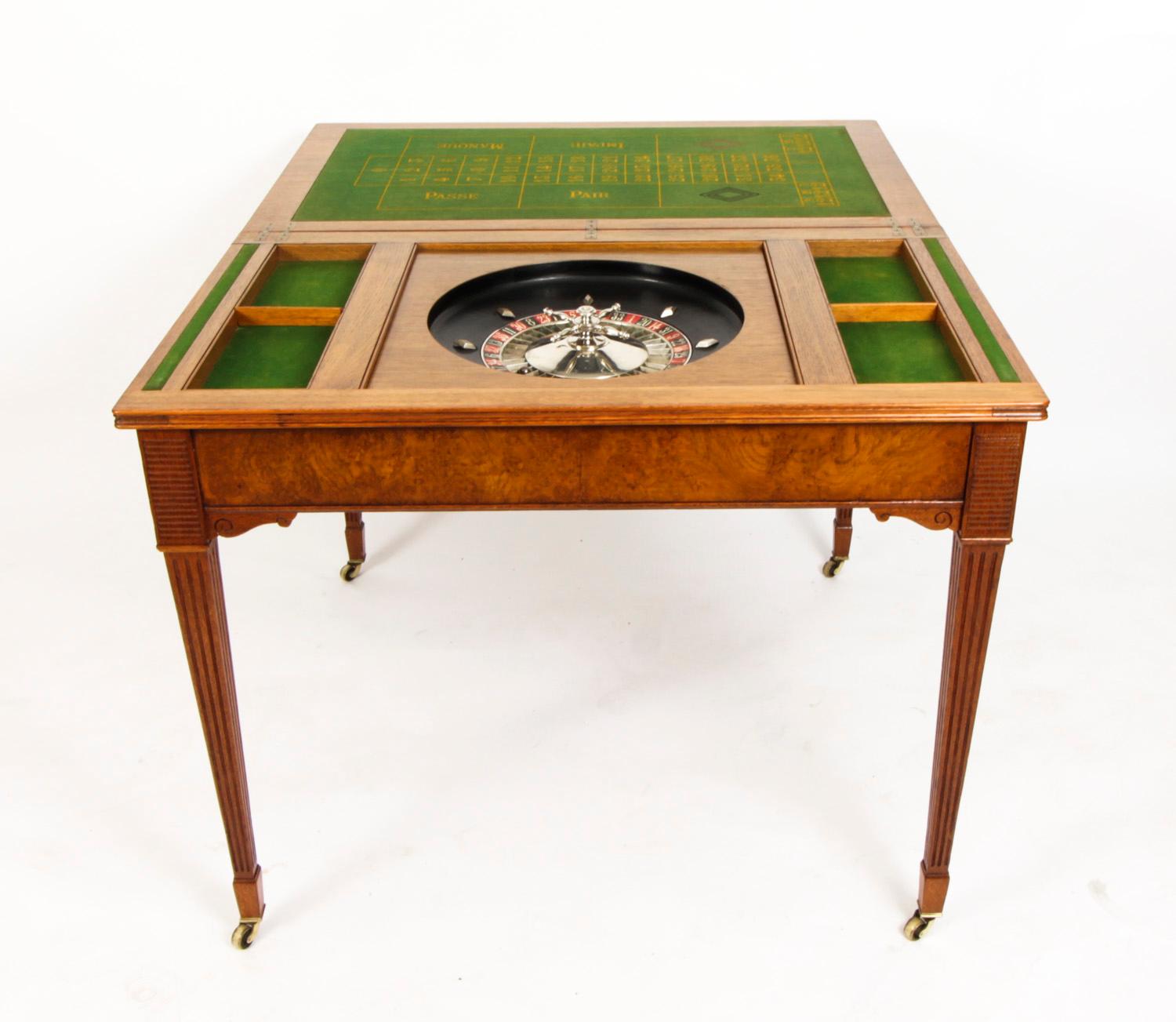 Antique Victorian Pollard Oak Games Card Roulette Table 19th C 9