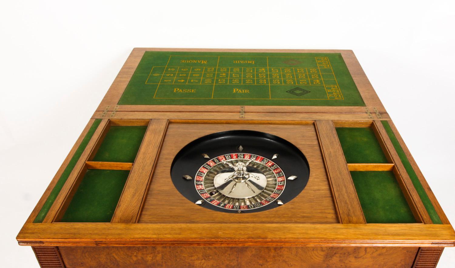 Antique Victorian Pollard Oak Games Card Roulette Table 19th C 14