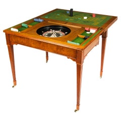 Used Victorian Pollard Oak Games Card Roulette Table 19th C