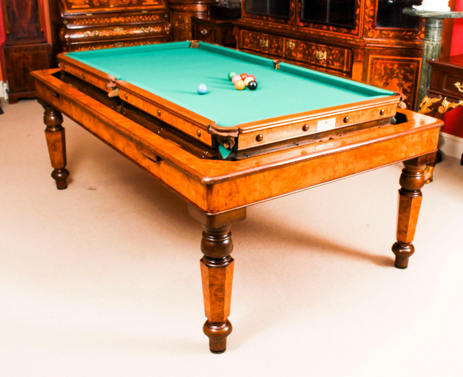 Antique Victorian Pollard Oak Rollover Snooker or Dining Table 19th Century 1
