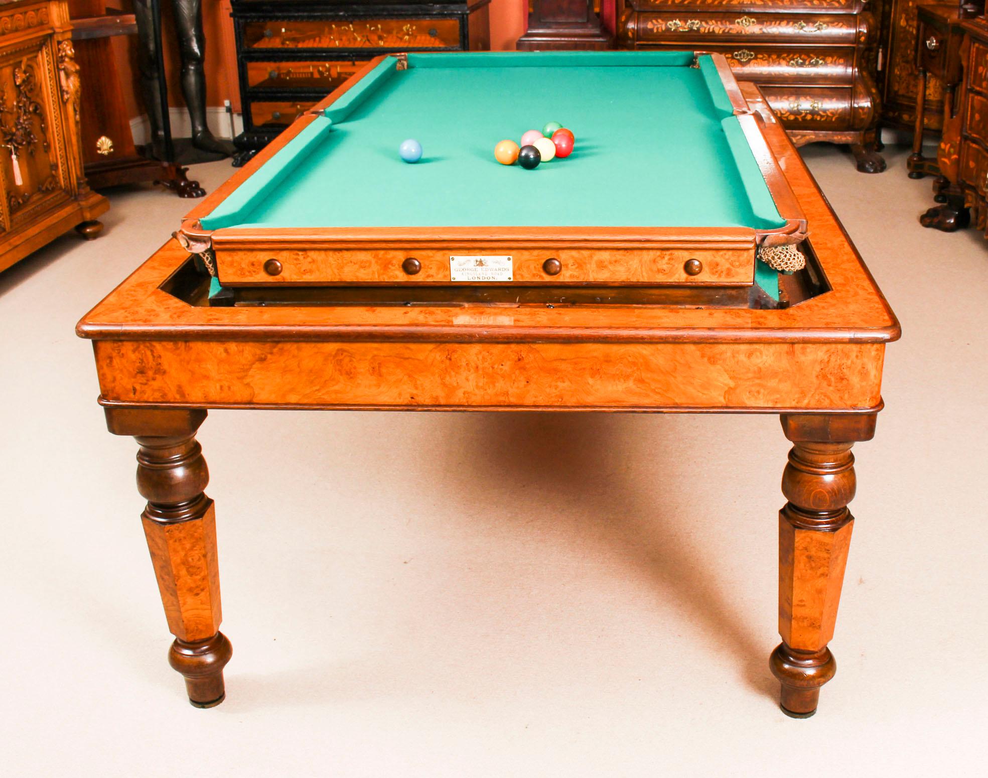 Antique Victorian Pollard Oak Rollover Snooker or Dining Table 19th Century 2