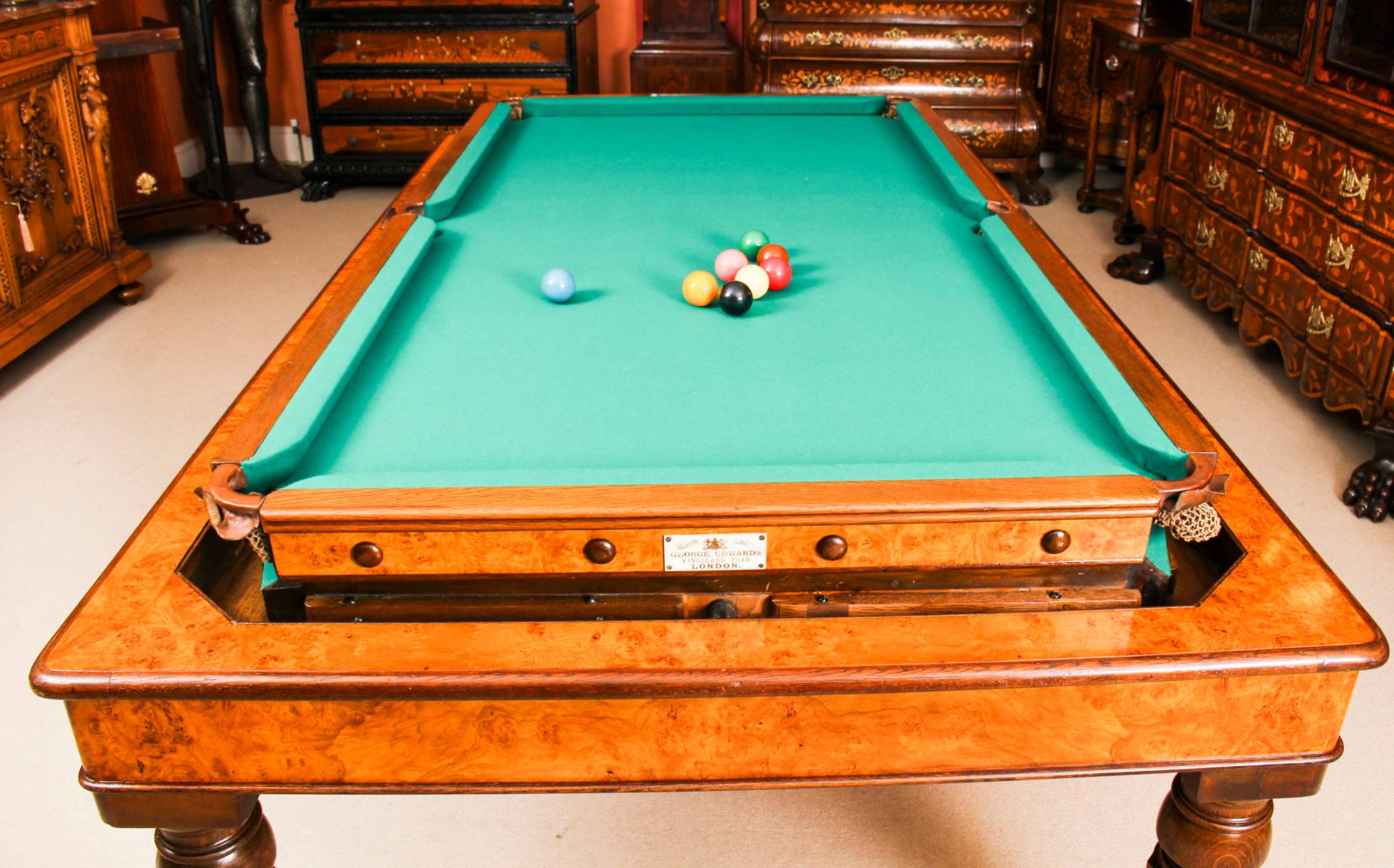 Antique Victorian Pollard Oak Rollover Snooker or Dining Table 19th Century 3