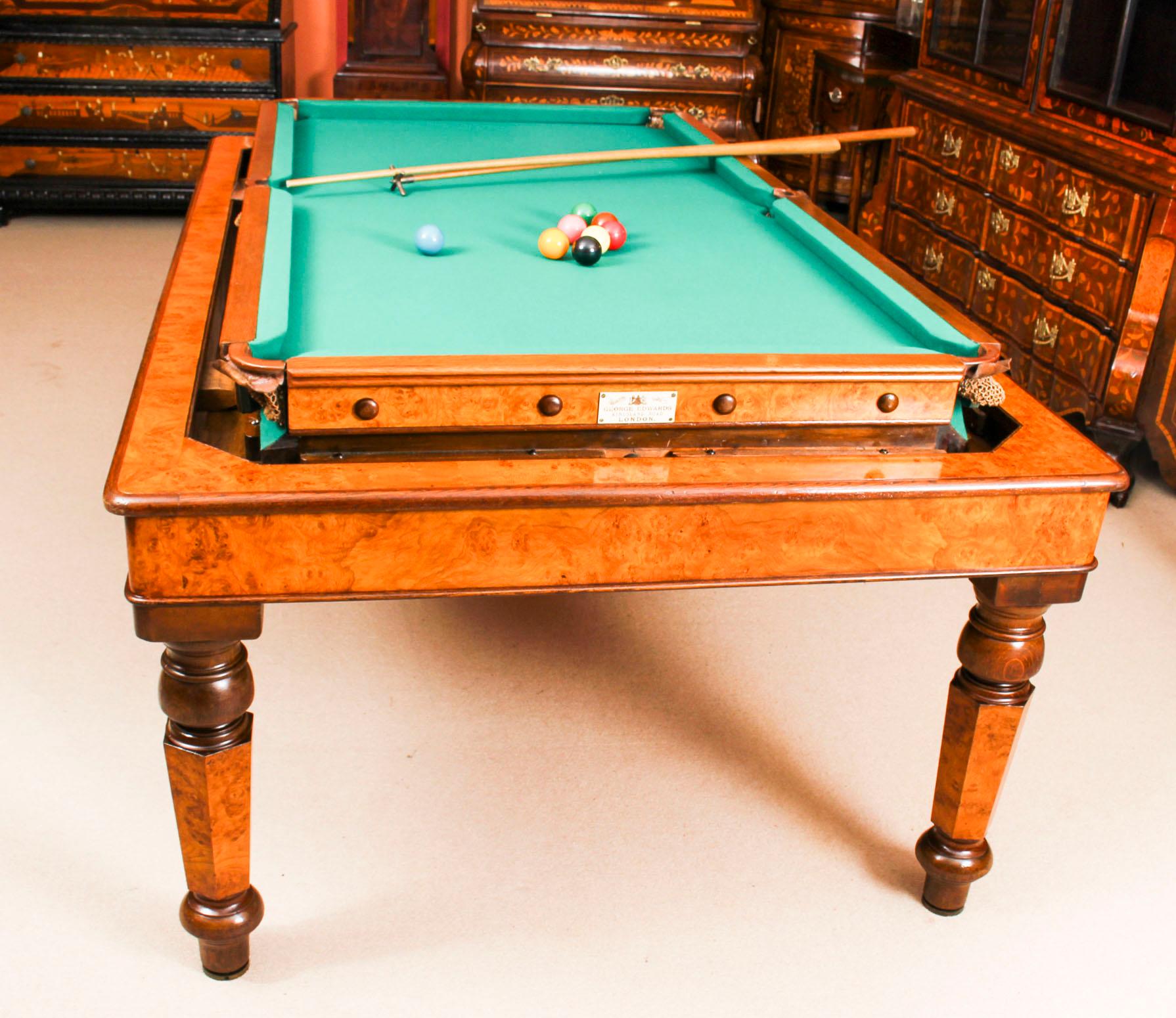 Antique Victorian Pollard Oak Rollover Snooker or Dining Table 19th Century 5