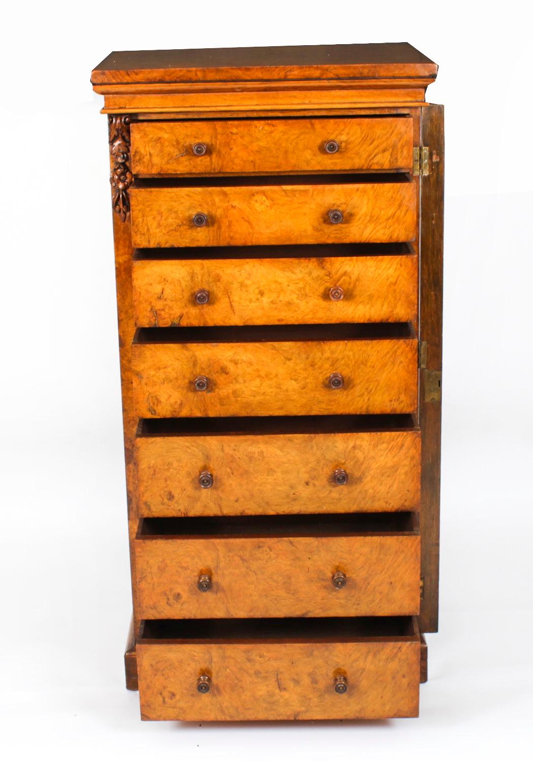 English Antique Victorian Pollard Oak Wellington Chest by Edwards & Roberts 19th Century For Sale