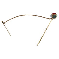 Antica spilla vittoriana in oro 14 carati Agata Gaspare Opale Tigereye Cabochon
