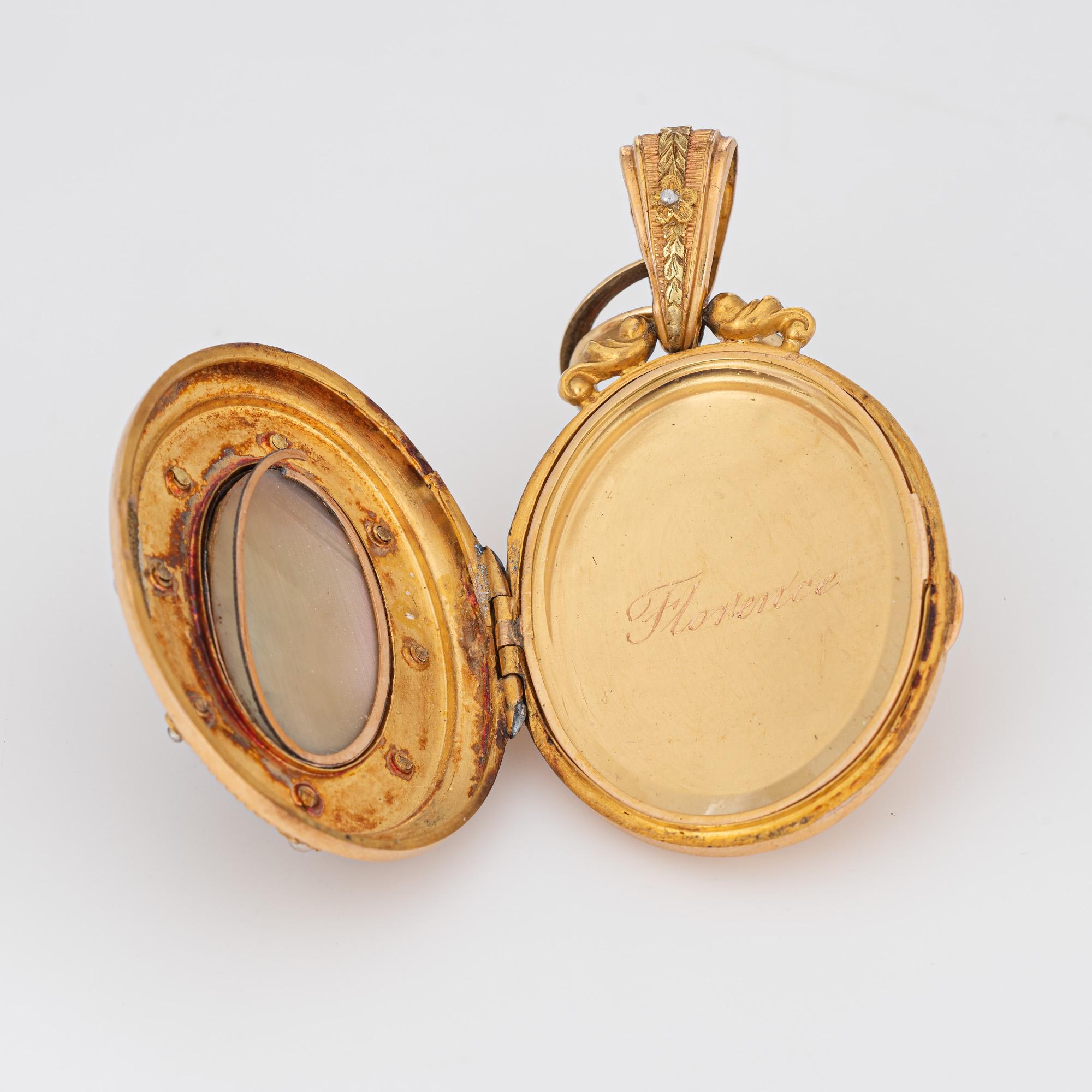 Vittoriano Antico ciondolo ritratto vittoriano con perle in oro 18k Gioielli d'epoca in vendita