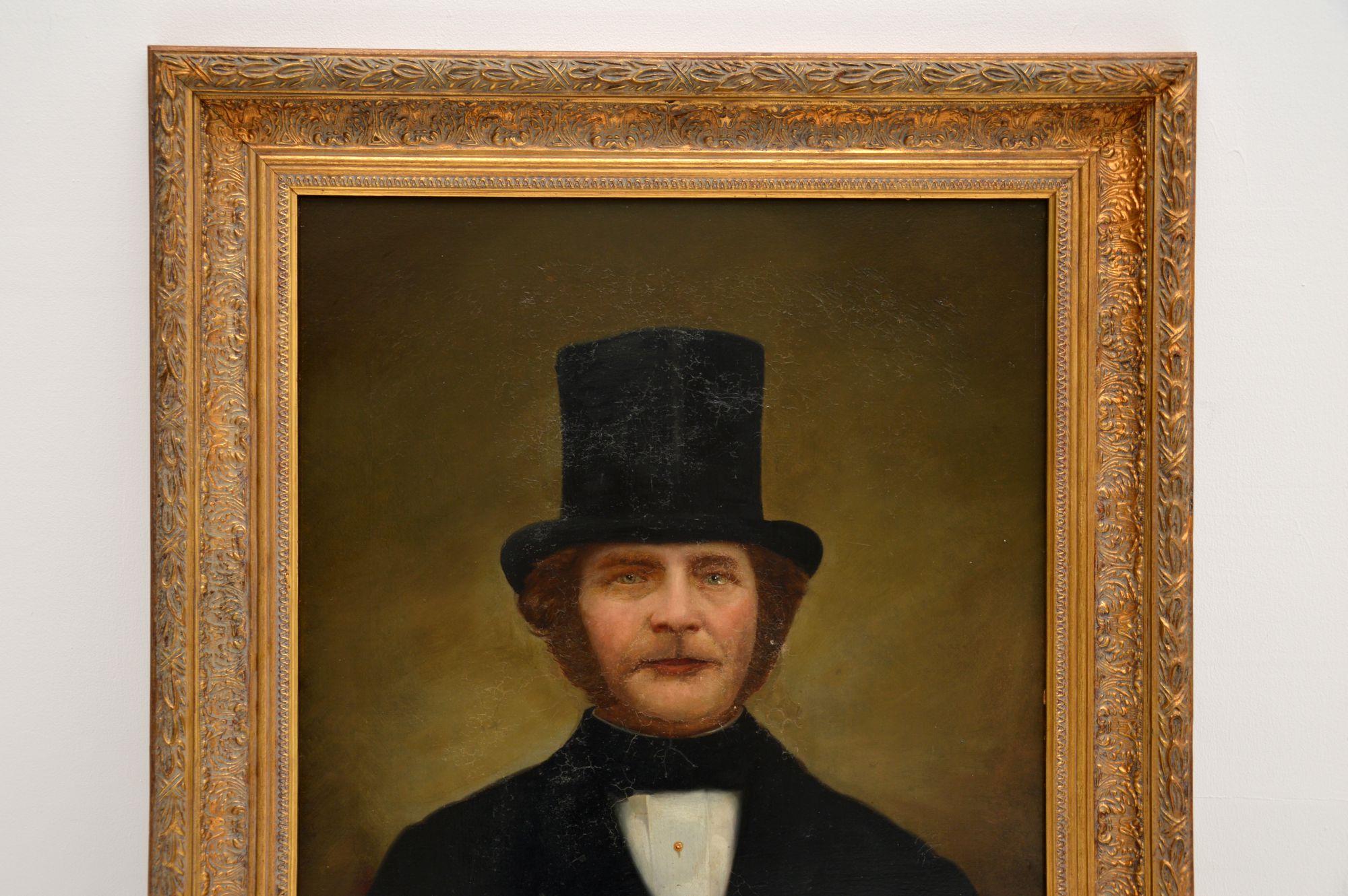 High Victorian Antique Victorian Portrait of a Gentleman Oil Painting For Sale