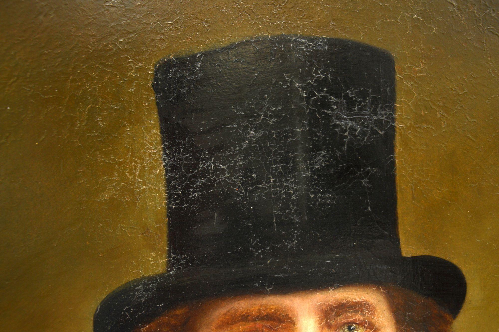 Hand-Painted Antique Victorian Portrait of a Gentleman Oil Painting For Sale