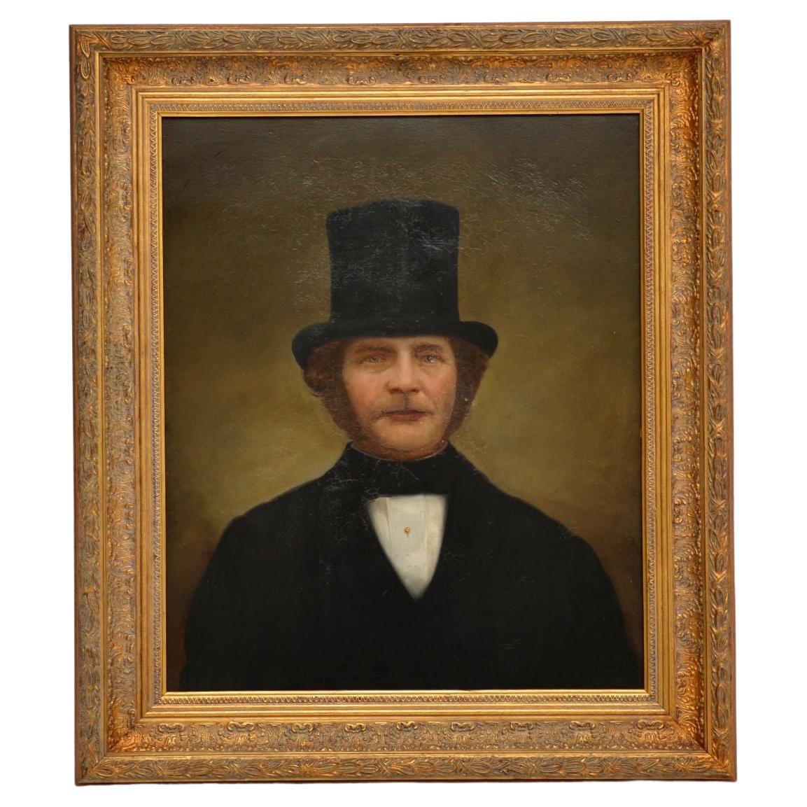 Antique Victorian Portrait of a Gentleman Oil Painting For Sale