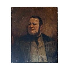 Antique Victorian Portrait of a Man, Oil on Canvas Painting, 19th Century