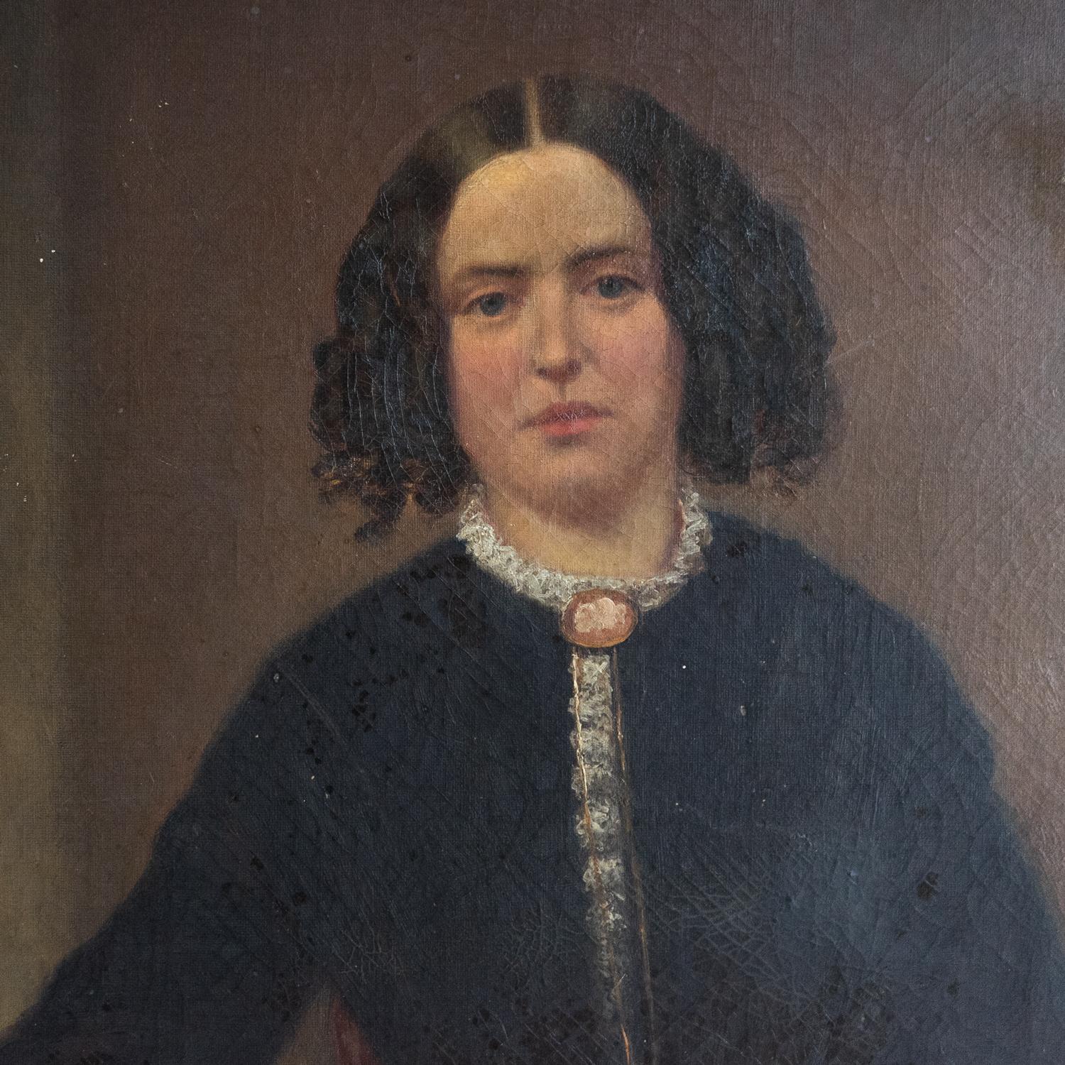 English Antique Victorian Portrait Of A West Country Woman, Original Oil Painting 19Th C
