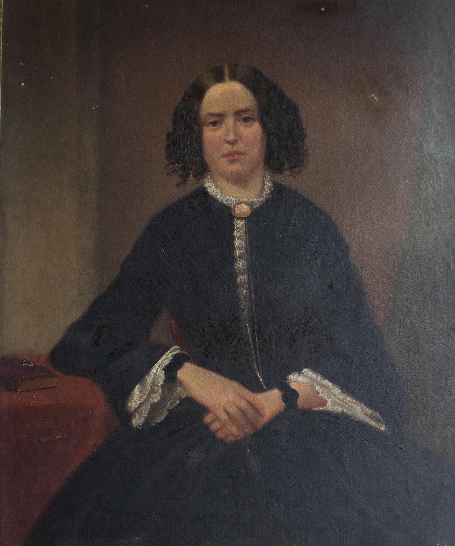 Painted Antique Victorian Portrait Of A West Country Woman, Original Oil Painting 19Th C