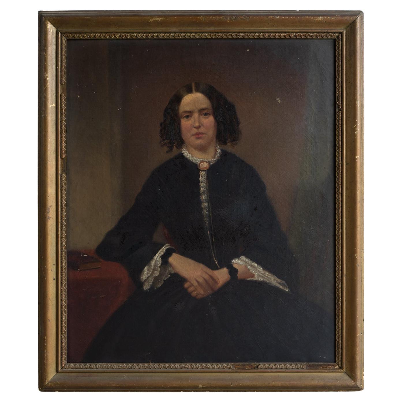 Antique Victorian Portrait Of A West Country Woman, Original Oil Painting 19Th C