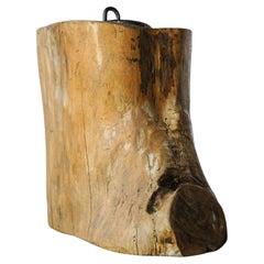 Antiguo Tope de Puerta Victoriano Primitivo de Madera Tallada a Mano con Tocón de Árbol Orgánico