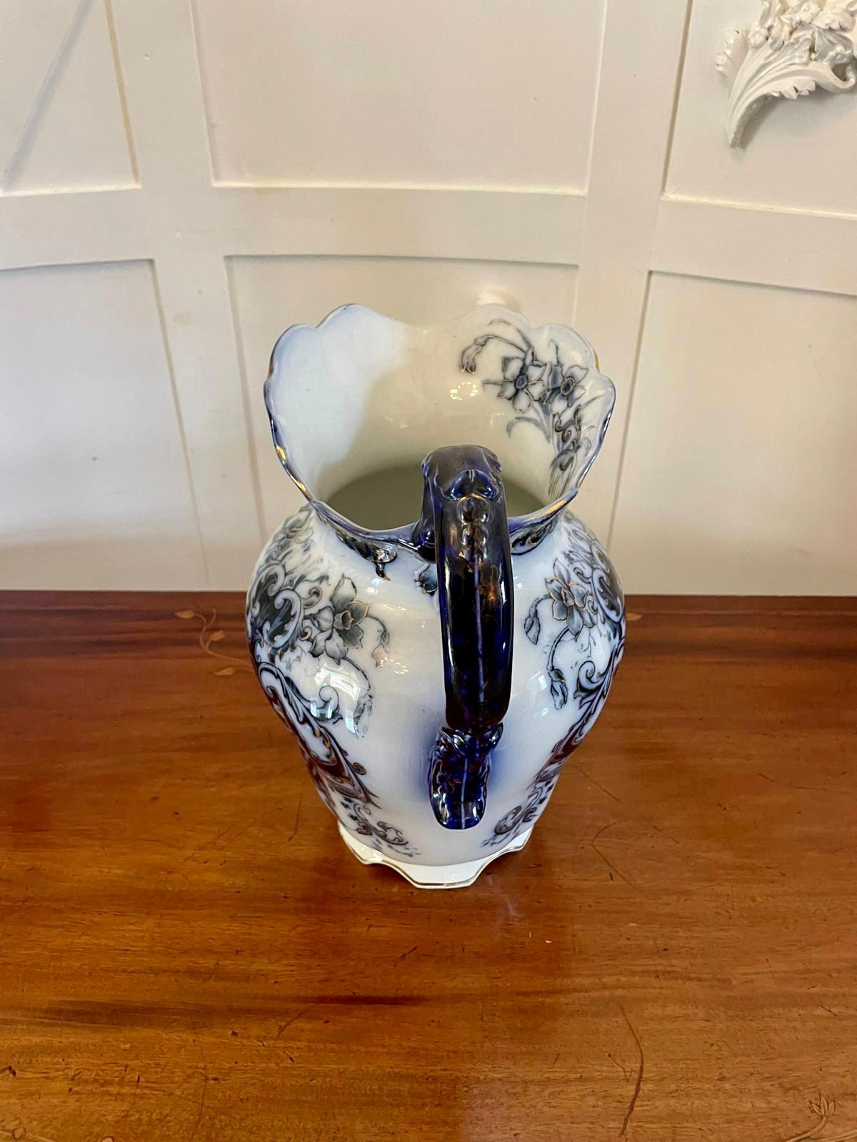Antique Victorian Quality Blue and White Jug and Bowl Set 5