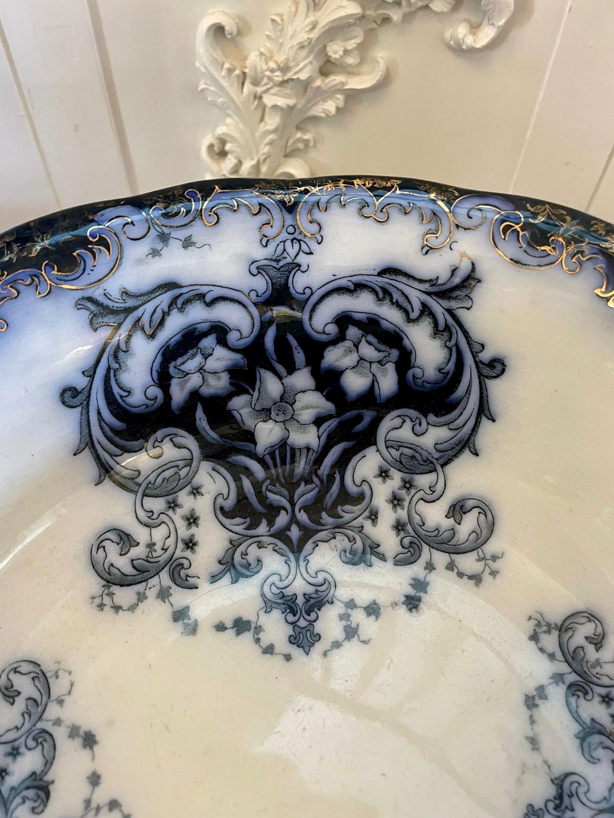 Antique Victorian Quality Blue and White Jug and Bowl Set 7