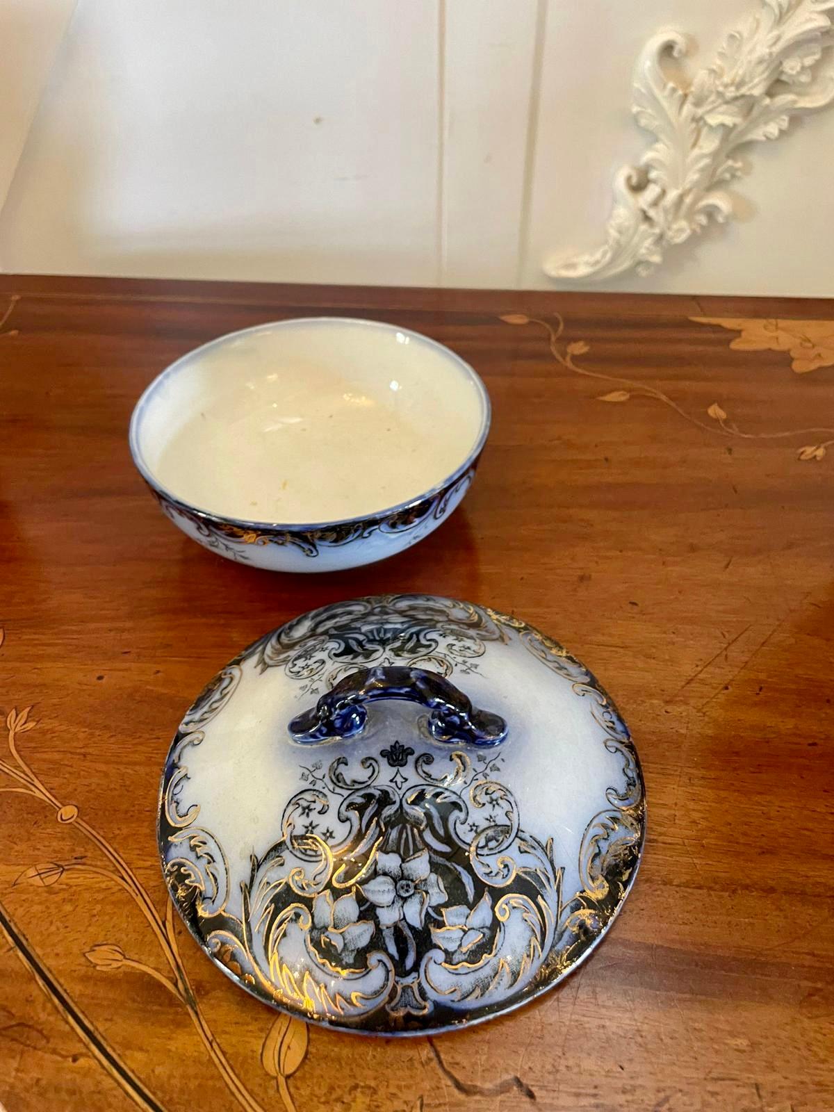 Ceramic  Antique Victorian Quality Blue and White Jug and Bowl Set