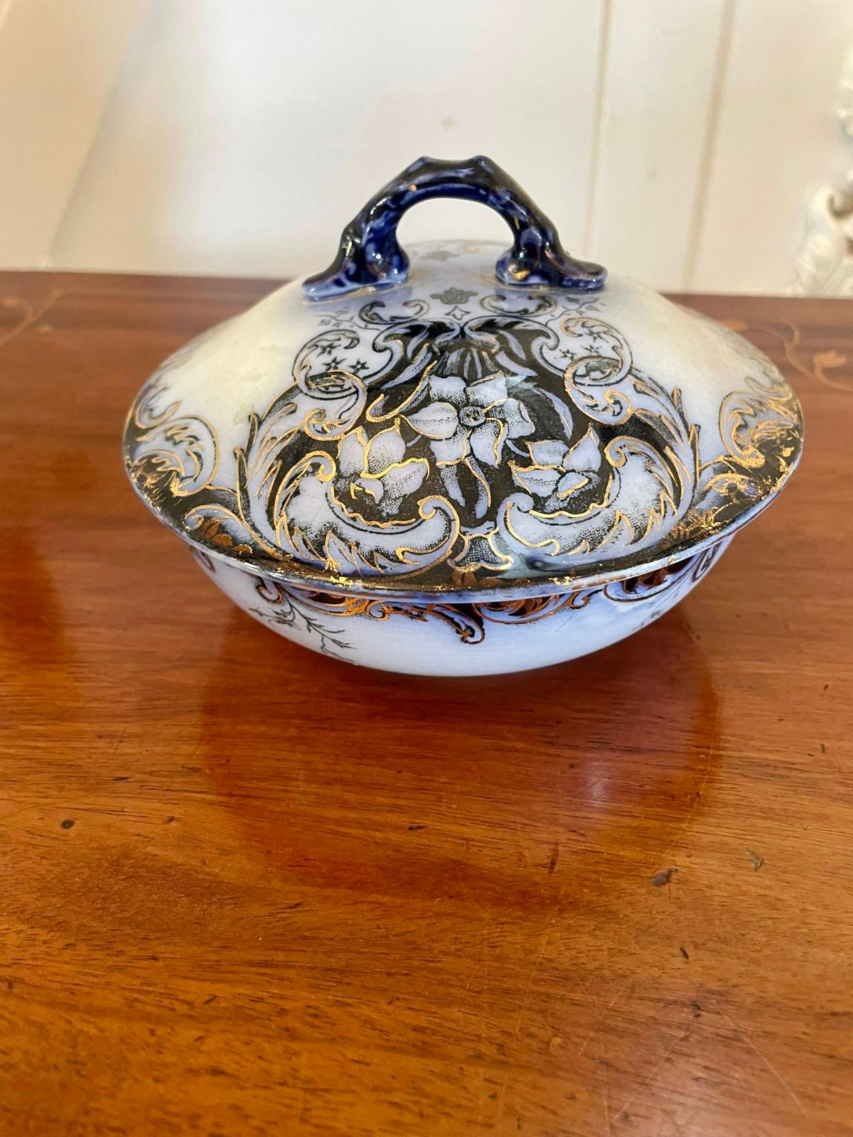  Antique Victorian Quality Blue and White Jug and Bowl Set 2