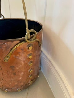 Antique Victorian Quality Brass and Copper Coal Bucket