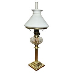 Antique Victorian quality brass and cut glass oil lamp