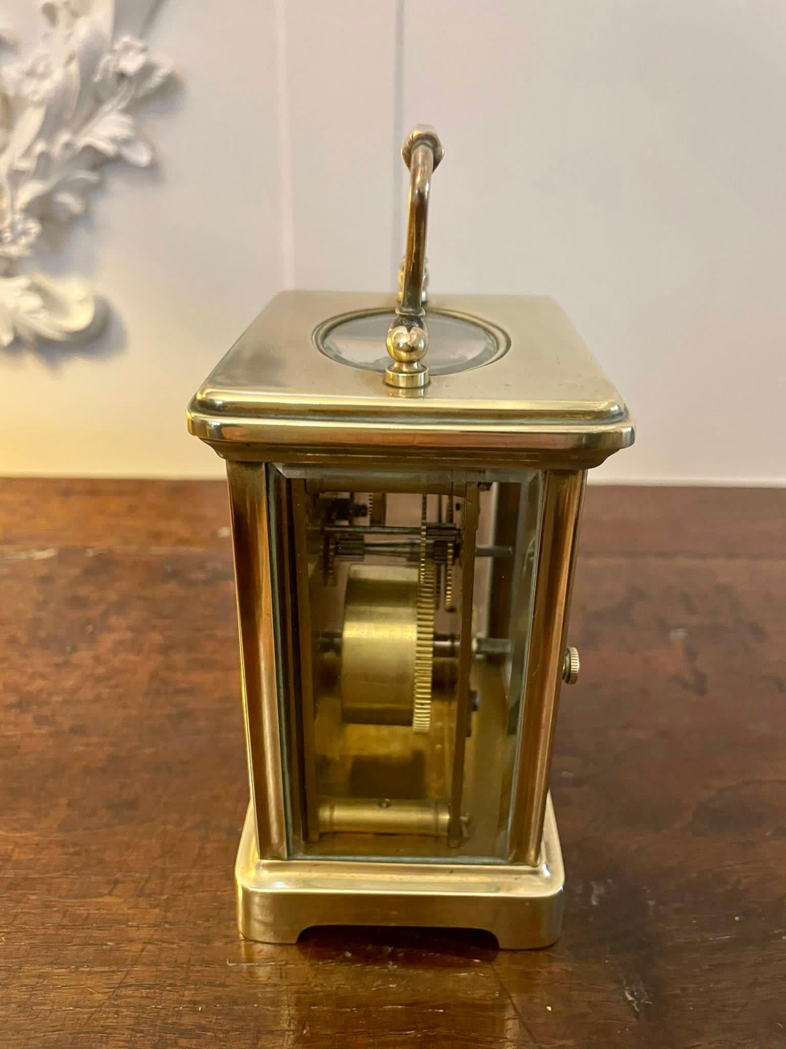 English Antique Victorian Quality Brass and Glass Carriage Clock For Sale
