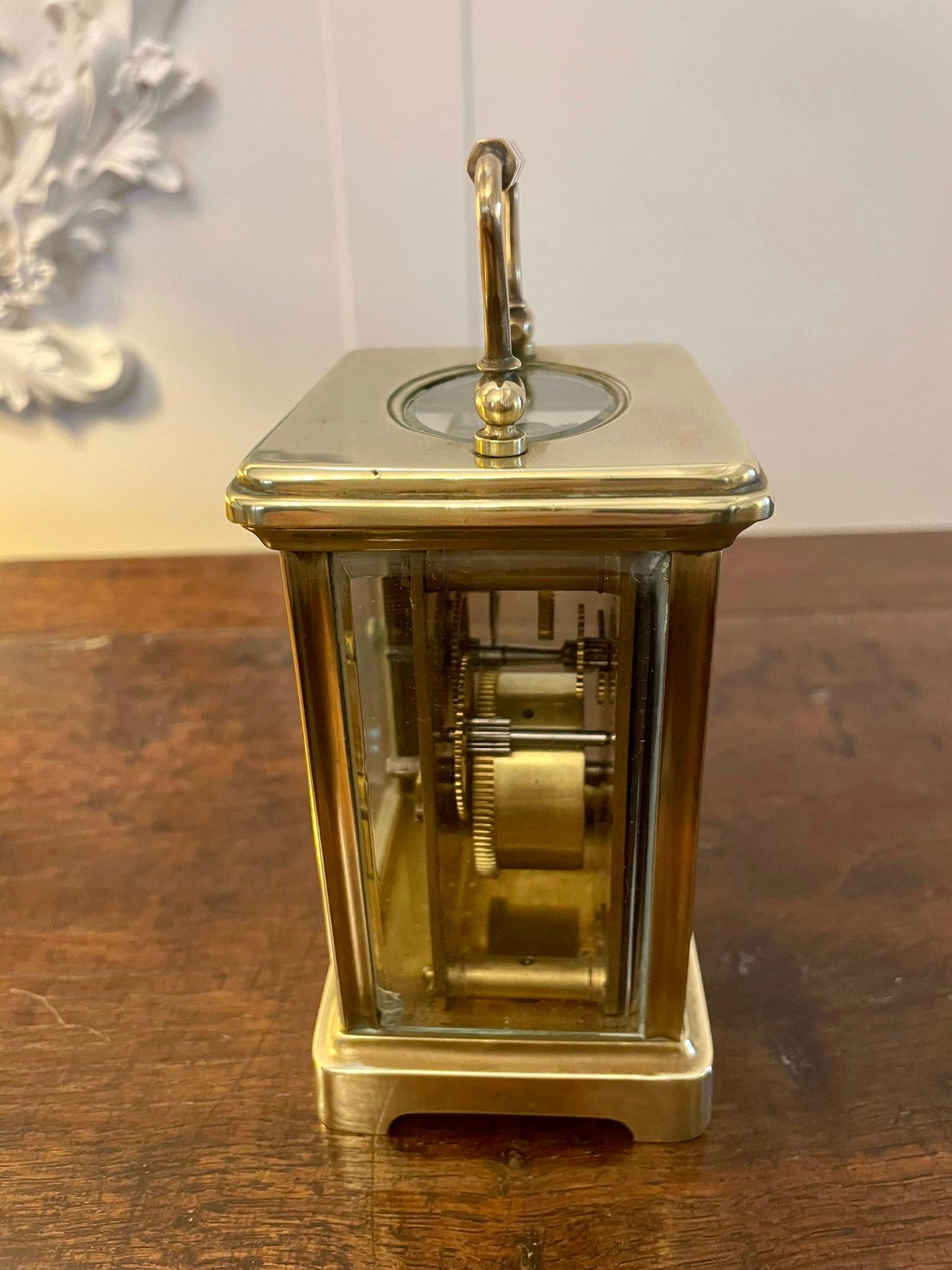 Antique Victorian Quality Brass and Glass Carriage Clock In Good Condition For Sale In Suffolk, GB