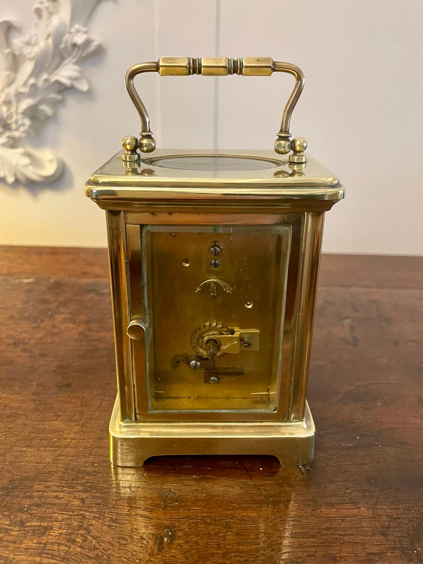 Antique Victorian Quality Brass and Glass Carriage Clock For Sale 1