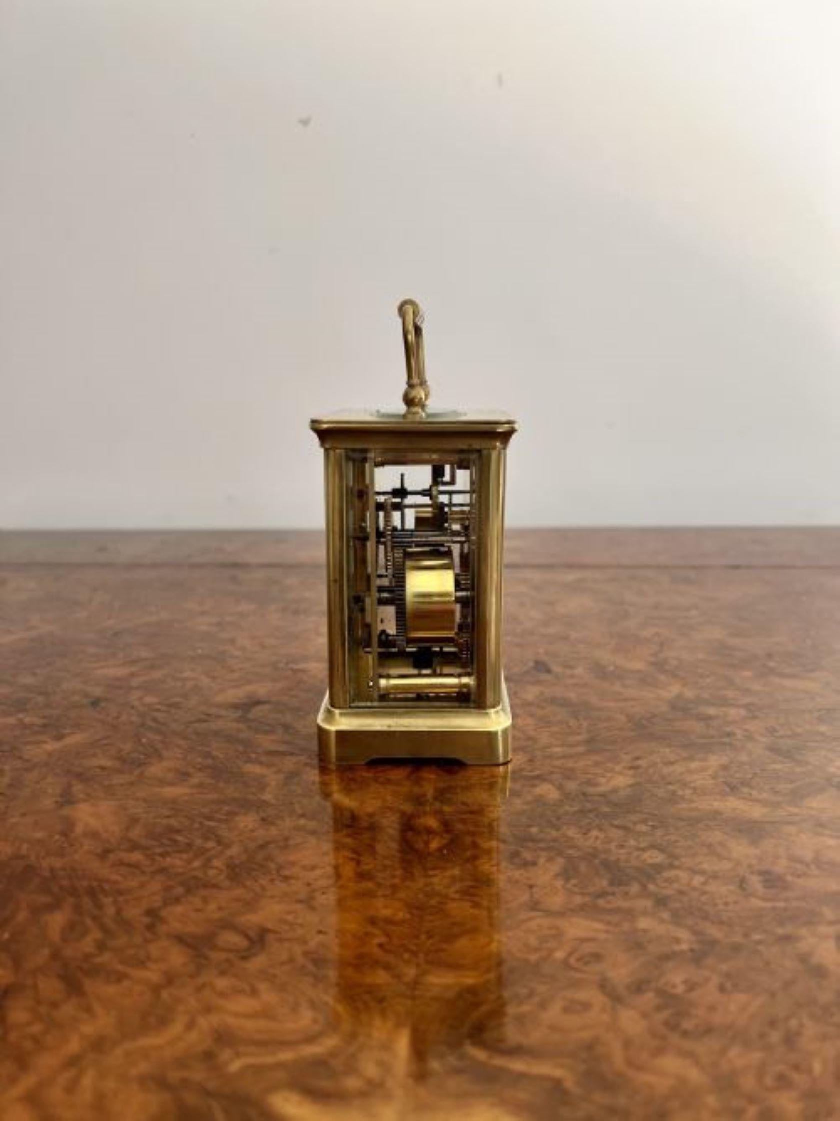 19th Century Antique Victorian quality brass carriage clock and alarm For Sale