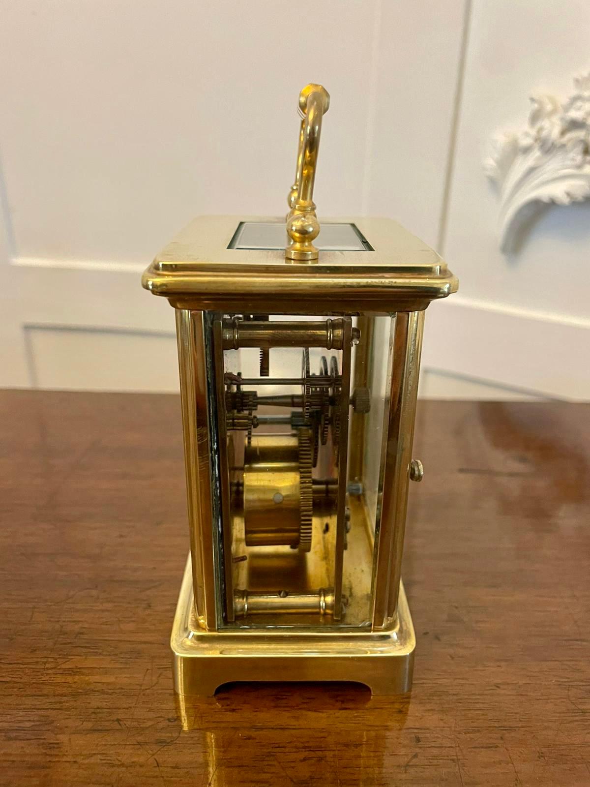 Antique Victorian Quality Brass Carriage Clock  In Good Condition For Sale In Suffolk, GB
