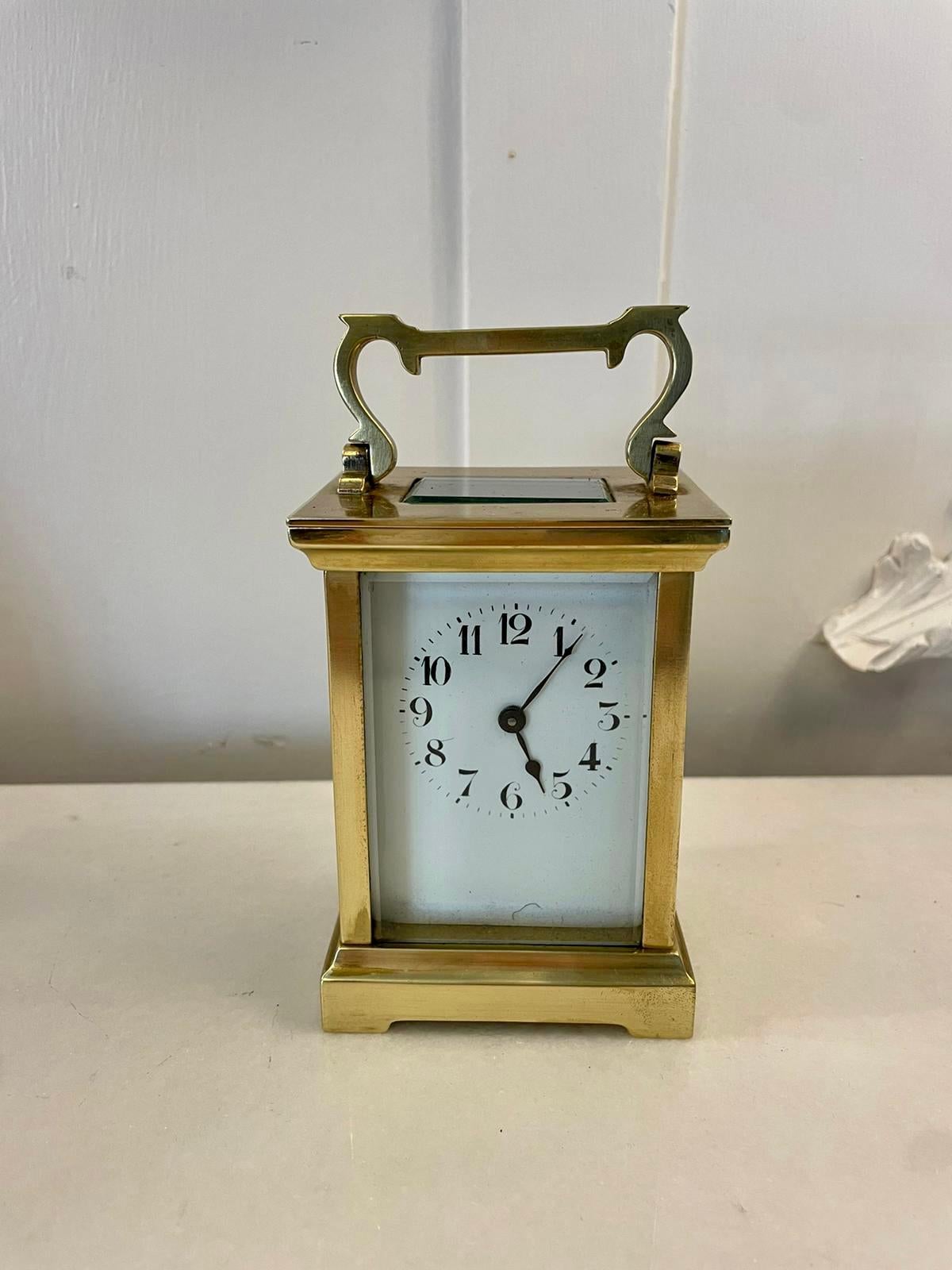 English Antique Victorian Quality Brass Carriage Clock  For Sale