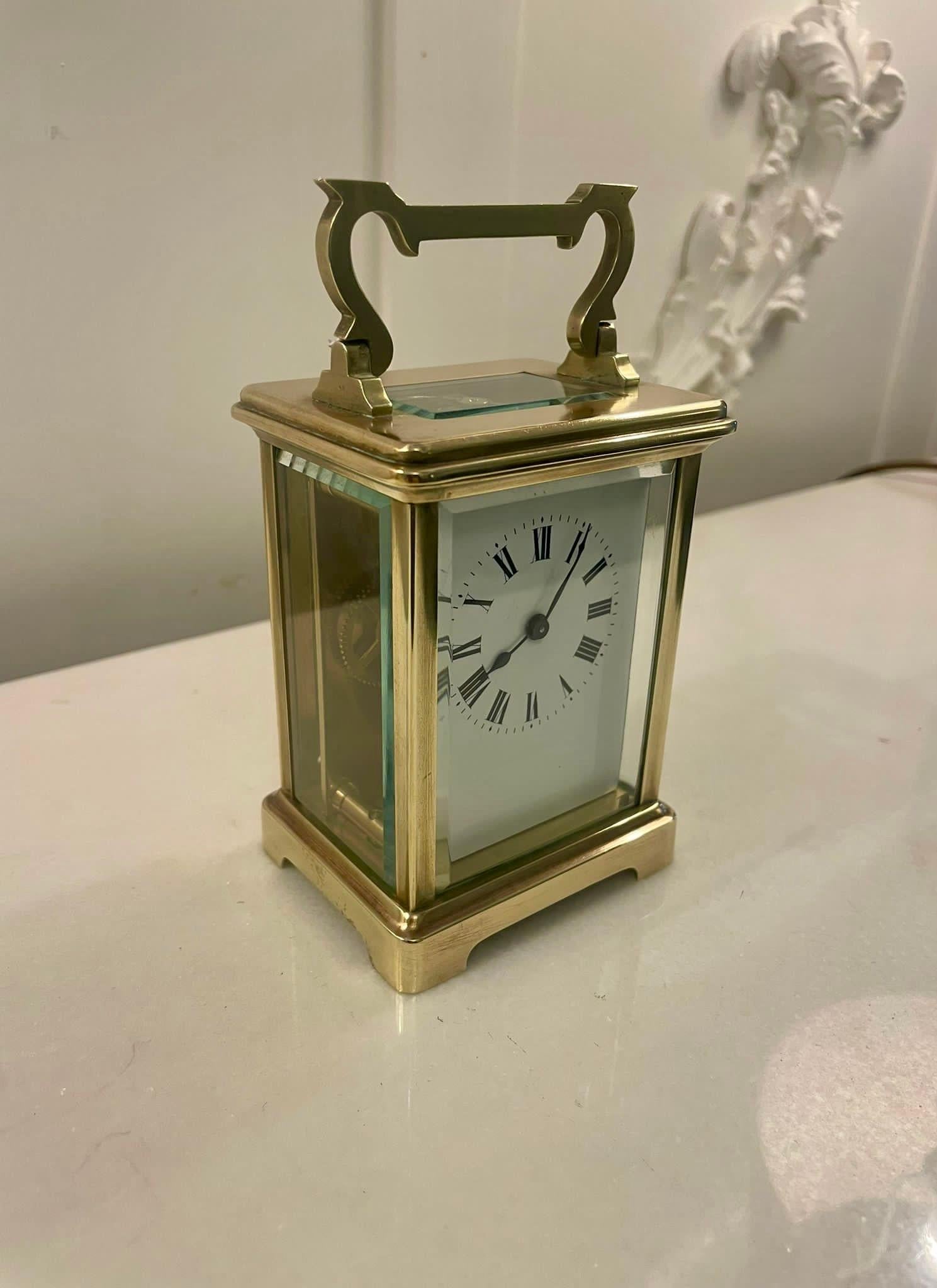 French Antique Victorian Quality Brass Carriage Clock  For Sale