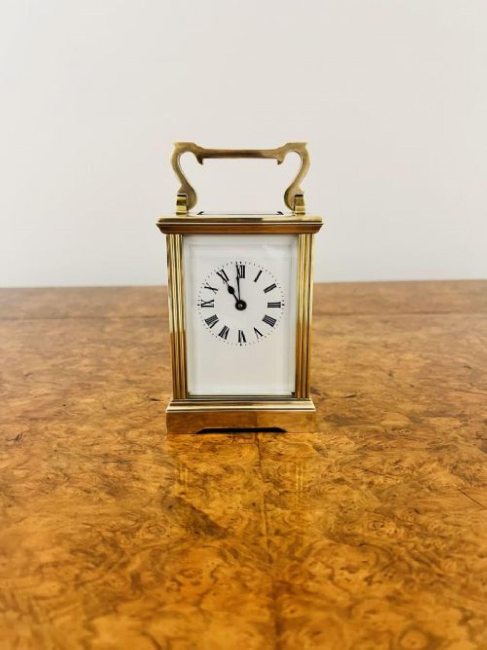Antique Victorian quality brass carriage clock In Good Condition For Sale In Ipswich, GB