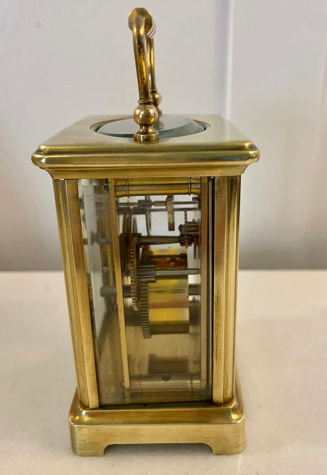 19th Century Antique Victorian Quality Brass Carriage Clock  For Sale