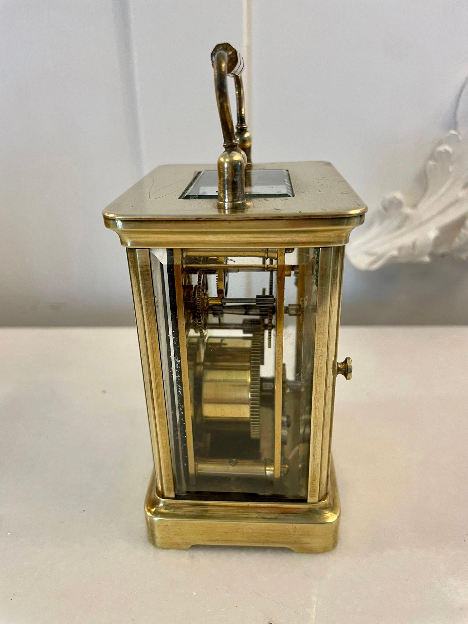 19th Century Antique Victorian Quality Brass Carriage Clock  For Sale