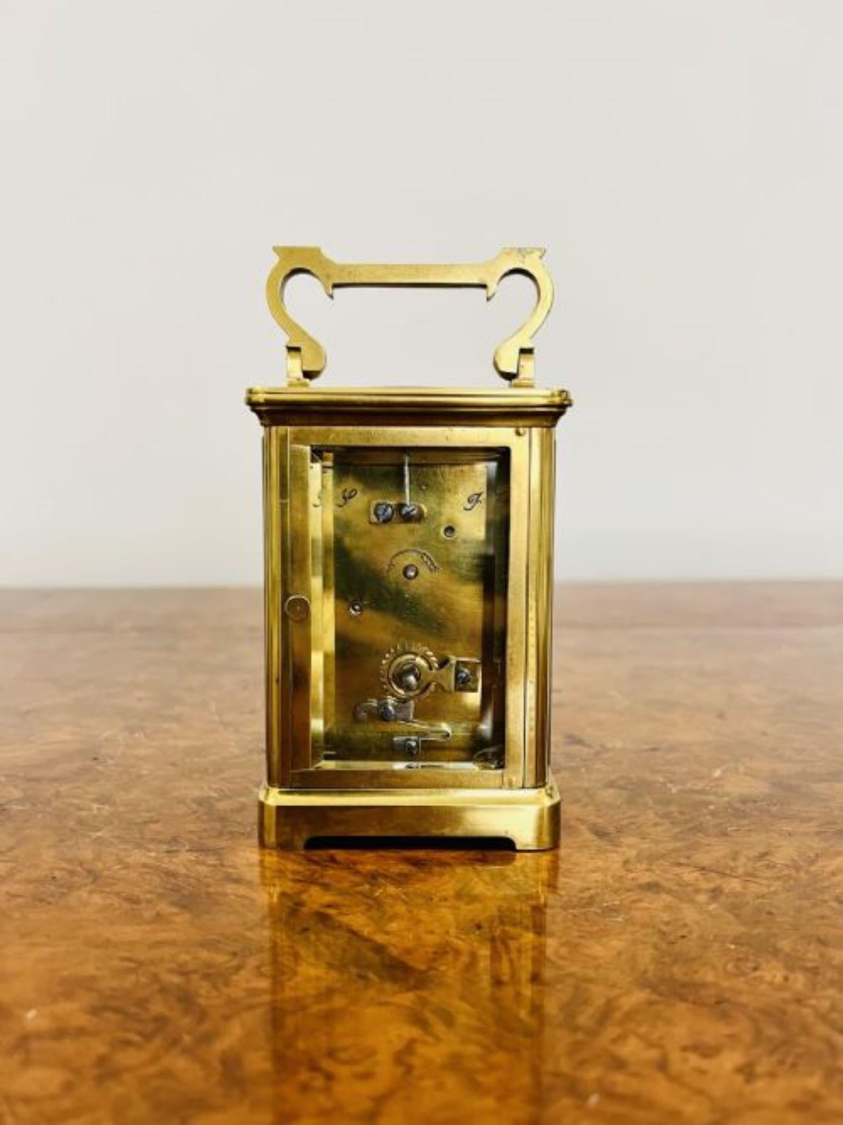 Brass Antique Victorian quality brass carriage clock  For Sale