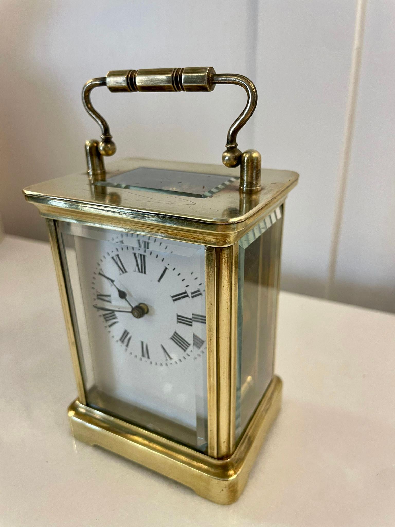 Antique Victorian Quality Brass Carriage Clock  For Sale 1