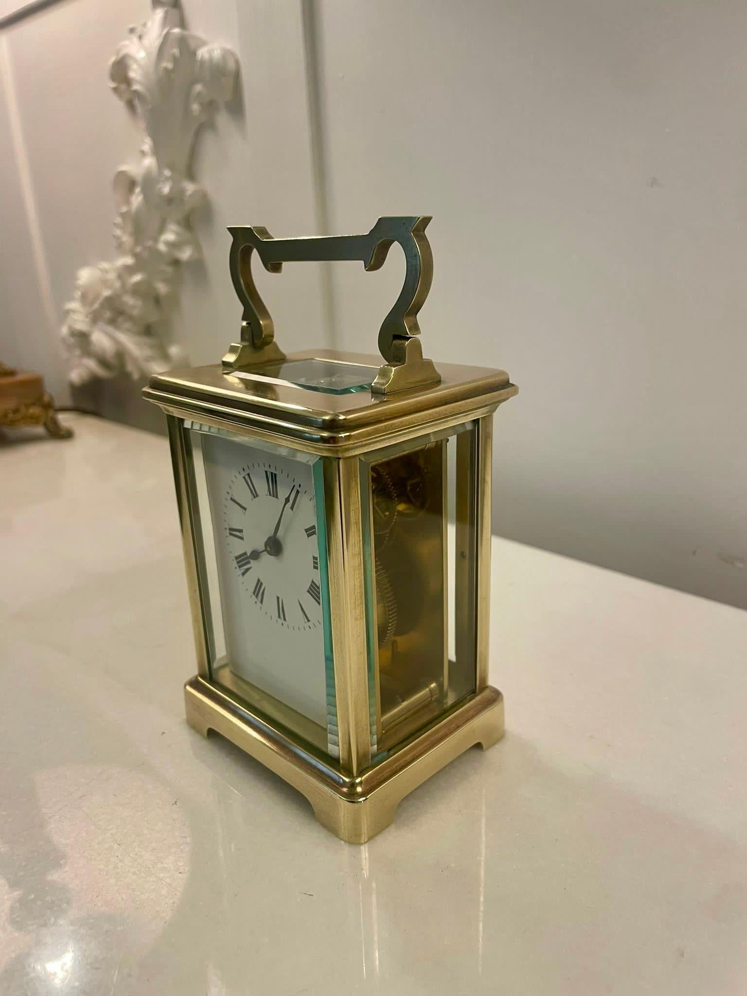 Antique Victorian Quality Brass Carriage Clock  For Sale 1