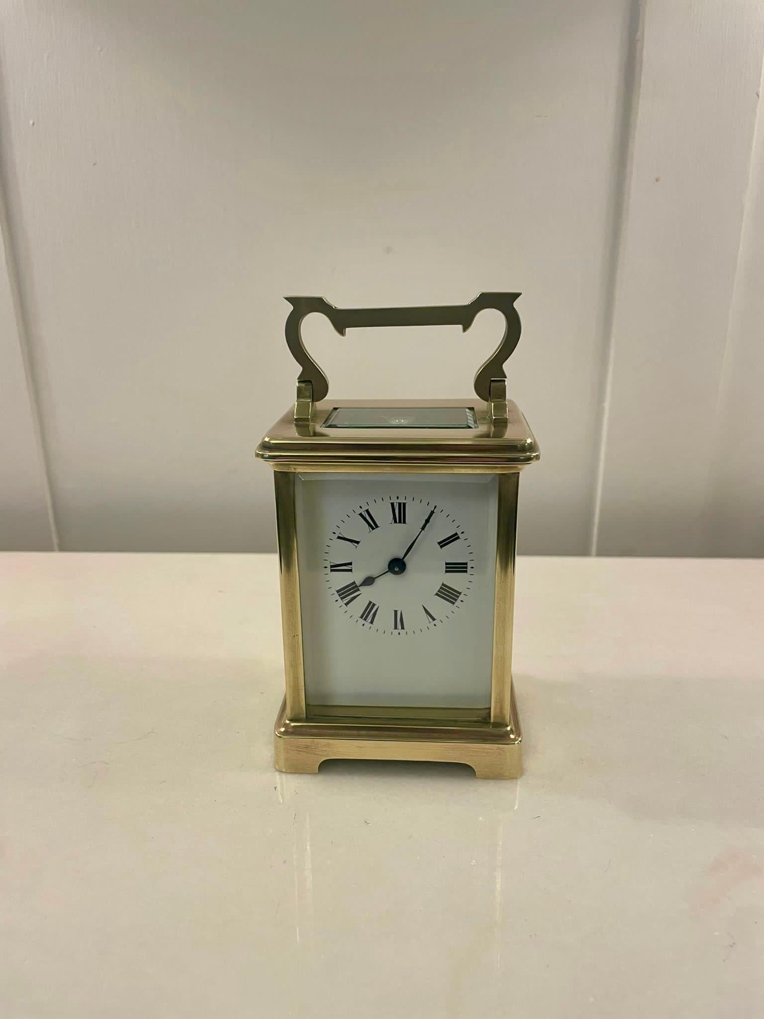 Antique Victorian Quality Brass Carriage Clock  For Sale 2