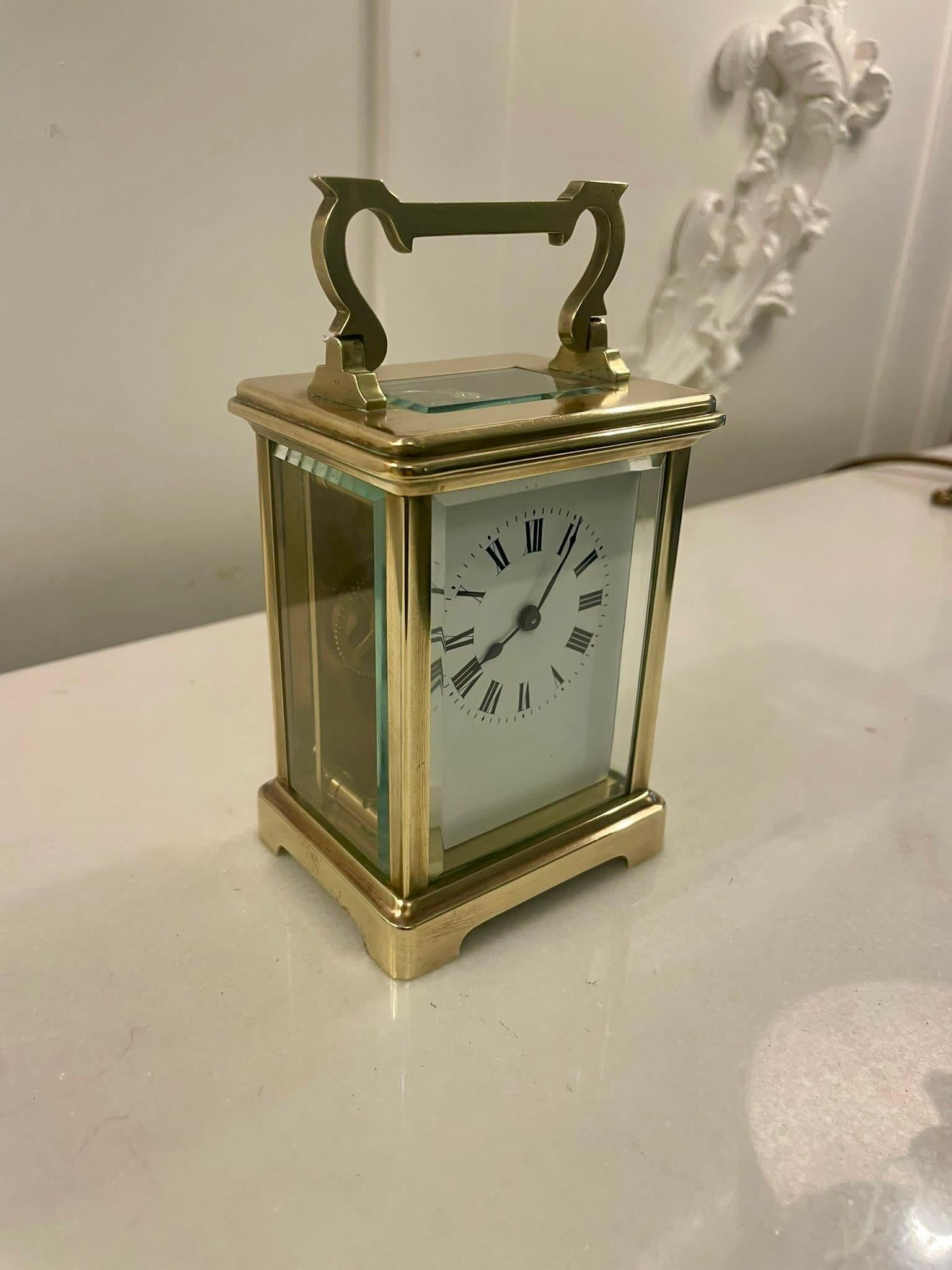 Antique Victorian Quality Brass Carriage Clock  For Sale 3