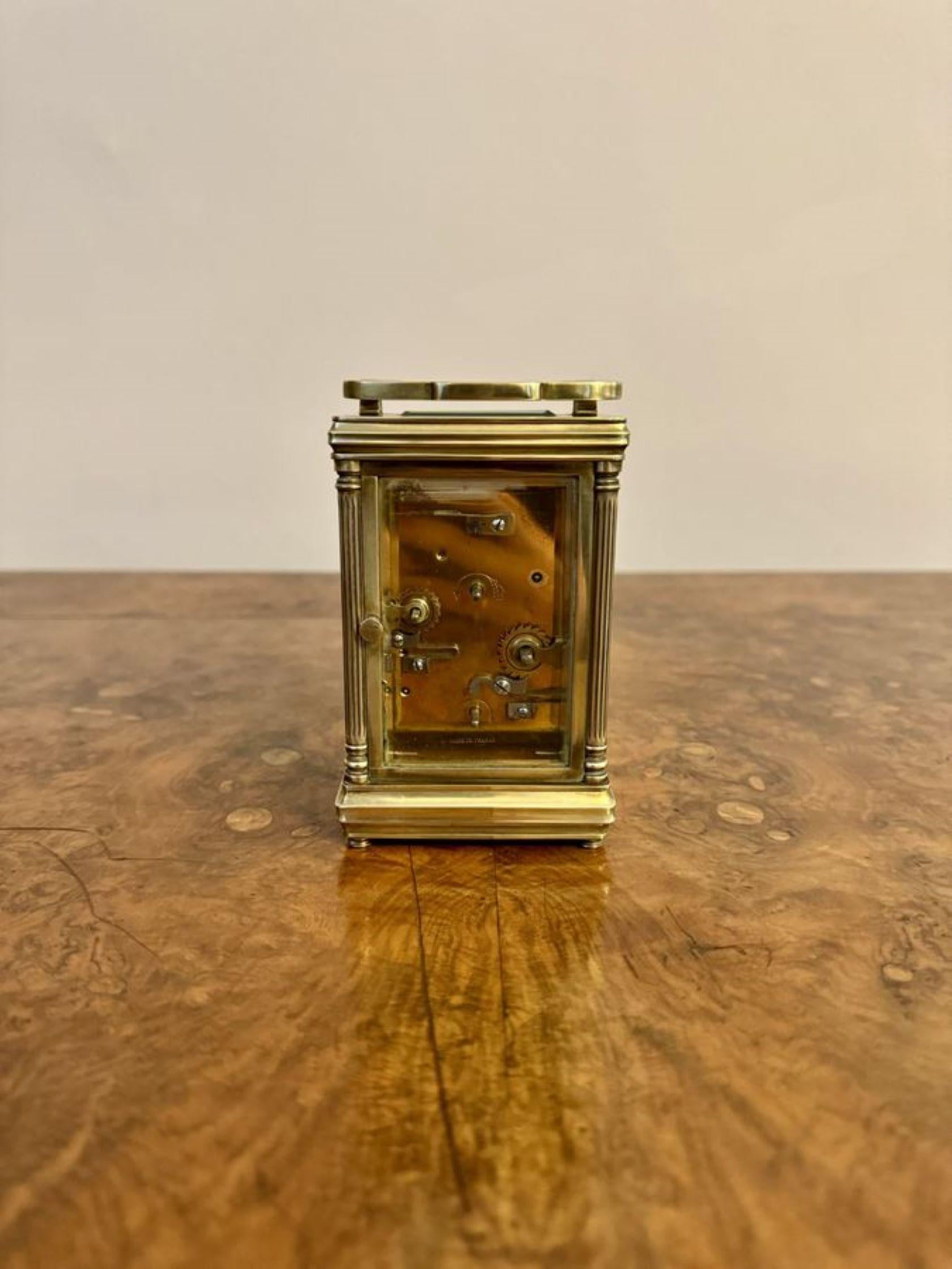 19th Century Antique Victorian quality brass carriage clock with an alarm For Sale