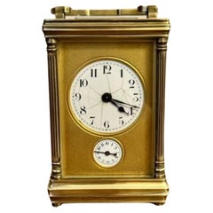 Antiguo reloj de carruaje de latón de calidad victoriana con alarma