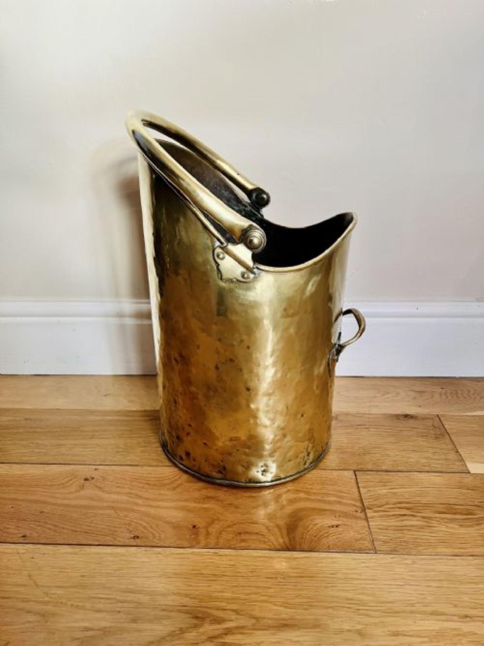 19th Century Antique Victorian quality brass coal scuttle For Sale
